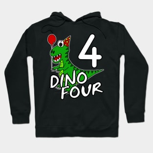 Dino Four 4th Birthday Dinosaur Tyrannosaurus Rex Funny Hoodie